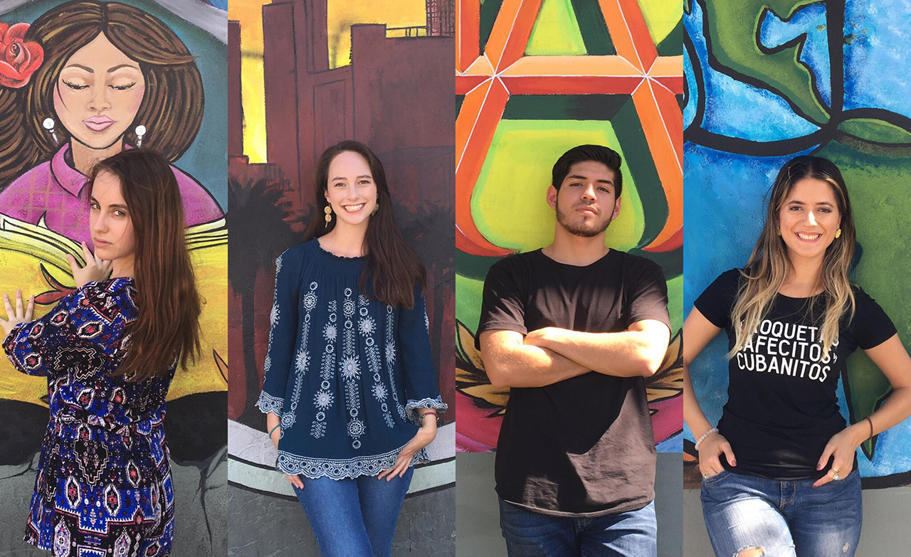 Students on University of Southern California's Dímelo social media team from left, Dani Silva, Cat Clark, Roberto Gutierrez and Barbara Estrada